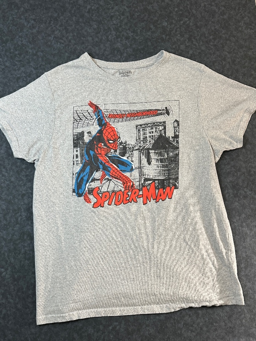 Marvel Beyond Amazing Friendly Neighborhood Spiderman Gray Graphic T Shirt Sz XL